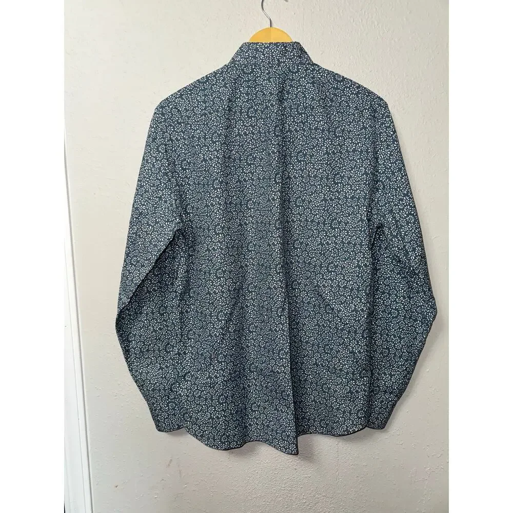 J Crew Organic Cotton Stretch Daisy Button Sown Long Sleeve Shirt Men's Med Slim